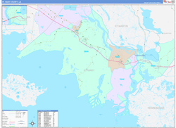 St. MaryParish (County), LA Wall Map Color Cast Style 2024